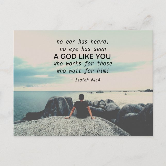 Isaiah 64:4, "Es hat kein Ohr gehört, Bibelverse Postkarte (Vorderseite)