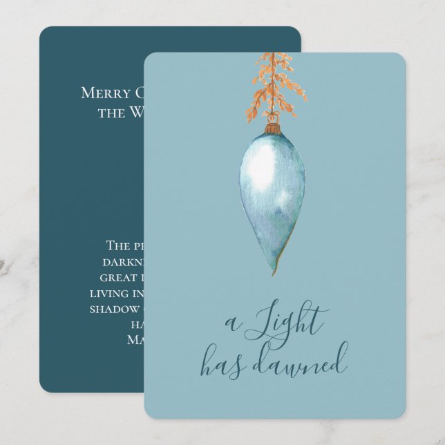 Isaiah 9:2 Elegantes Blue Watercolor Weihnachten (Vorne/Hinten)