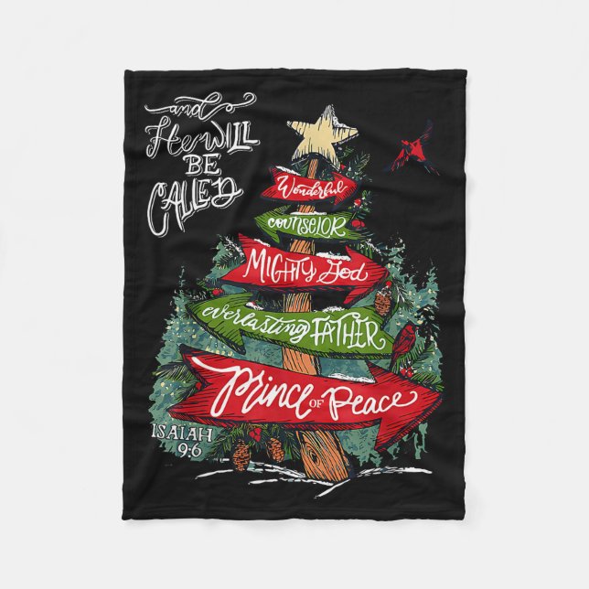 Isaiah 9_6 And He Will Be Called Jesus Christmas C Fleecedecke (Vorderseite)