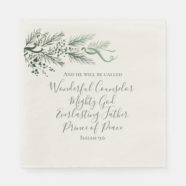 Isaiah 9:6 Bibelschrift Elegante Weihnachten Serviette (Vorderseite)