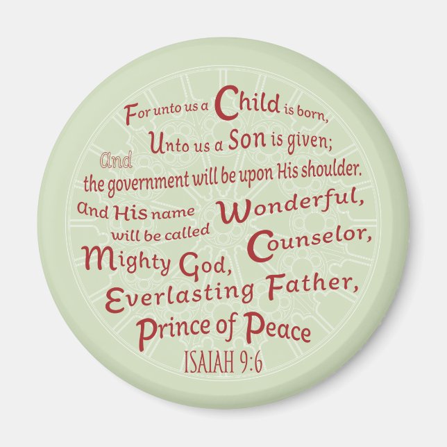 Isaiah 9:6 Christmas Bible Verse Magnet (Vorne)