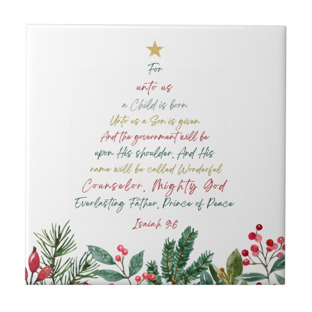 Isaiah 9:6 Denn Uns a Kind ist Geboren Weihnachten Fliese (Vorderseite)