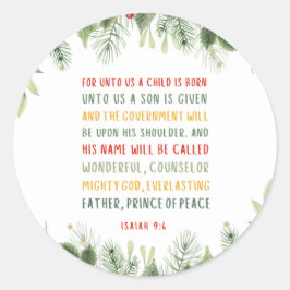 Isaiah 9:6 Denn Uns a Kind ist Geboren Weihnachten Runder Aufkleber