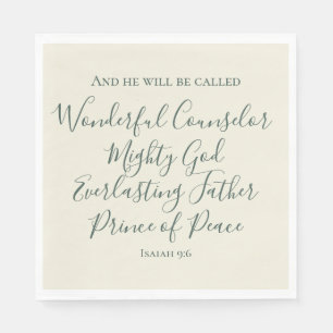 Isaiah 9:6 Elegante Sage Green Christliche Weihnac Serviette