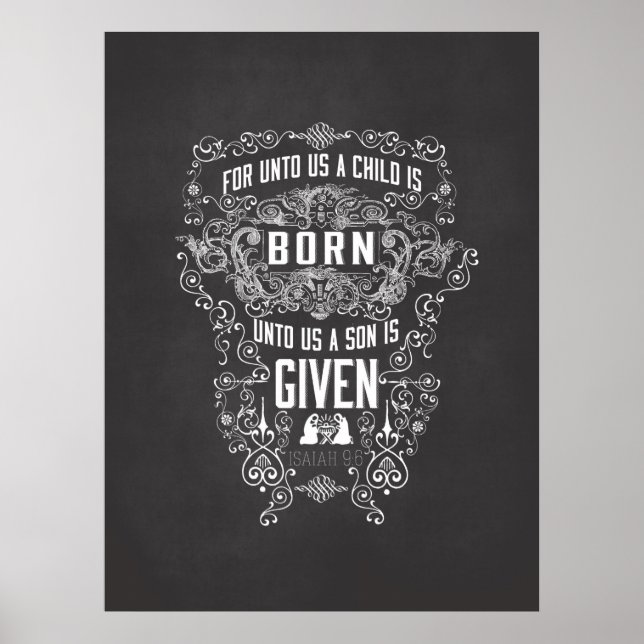Isaiah 9:6 Für uns ein Kind ist Geborene Halbpensi Poster (Vorne)