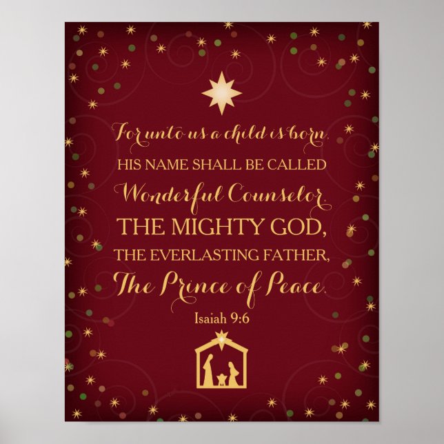 Isaiah 9:6 Für uns ist ein Kind Geboren (11x14) Poster (Vorne)