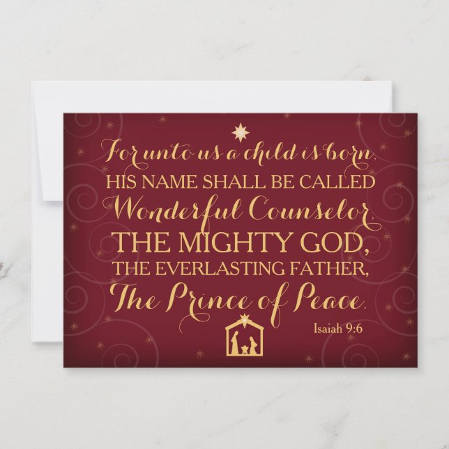 Isaiah 9:6 Für uns ist ein Kind Geboren Einladung (Vorderseite)