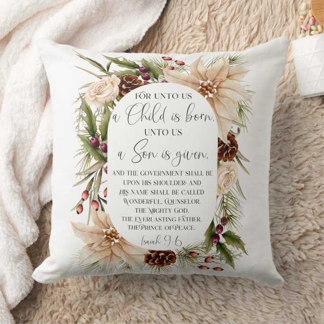 Isaiah 9:6 Für uns Weihnachts-Oval-Blumenrahmen Kissen (Decke)