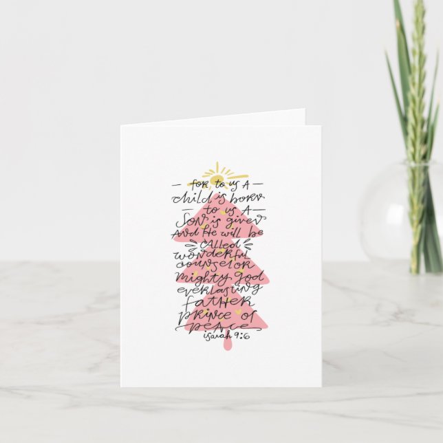 Isaiah 9:6 Typografie Weihnachtsbibelverse Karte (Vorderseite)