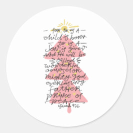 Isaiah 9:6 Typografie Weihnachtsbibelverse Runder Aufkleber
