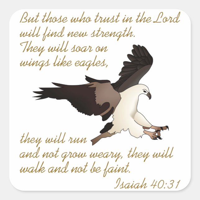 Isaiah Bible Verse Quadratischer Aufkleber (Vorderseite)