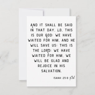 Isaïe 25:9 KJV Bible Verse Carte de voeux plat