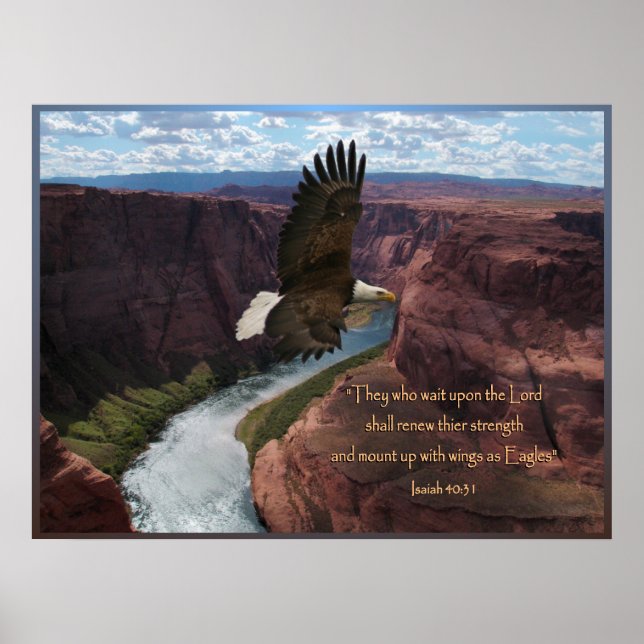 Isaïe 40:31 Eagle Écriture Poster Imprimer (Devant)