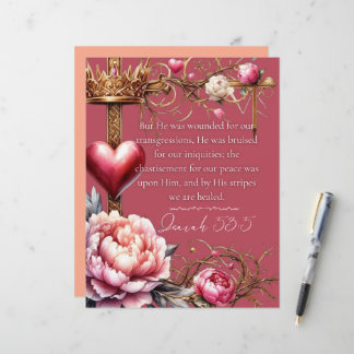 Isaïe 53:5 Carte d'écriture de guérison | Aquarell