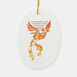 Isaïe 61 Ornement en céramique ovale Phoenix