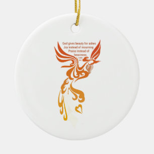 Isaïe 61 Ornement en céramique ovale Phoenix