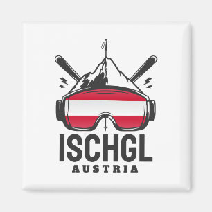 Ischgl Austria Ski Resort Retro Skifahren Magnet