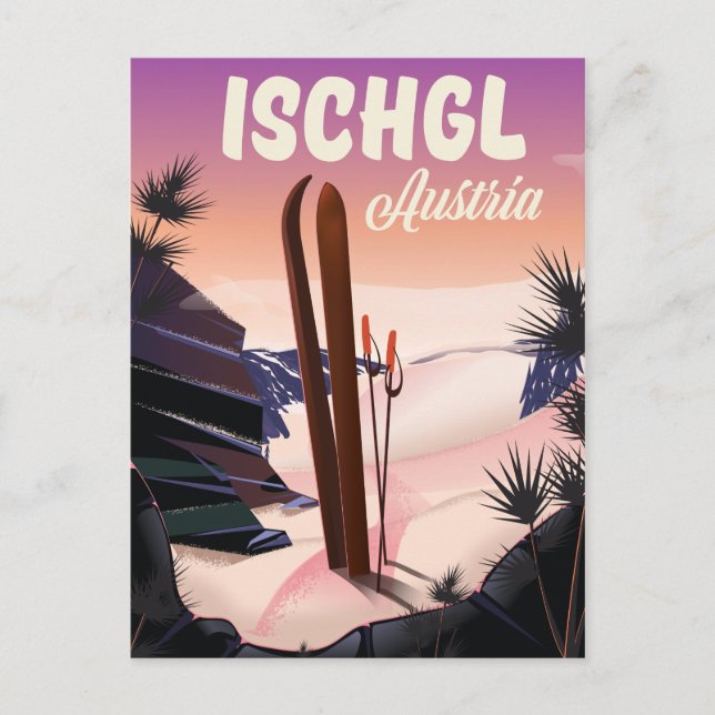 Ischgl Austria Vintages Skiposter. Postkarte (Vorderseite)