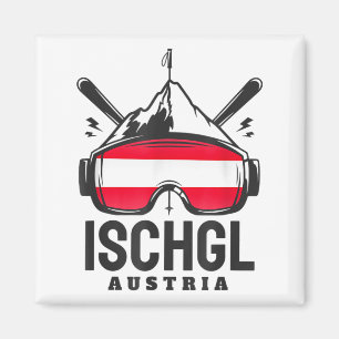 Ischgl Österreich Skigebiet Retro-Skiing Magnet