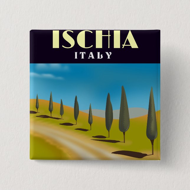 Ischia Italien Reiseplakat Button (Vorderseite)
