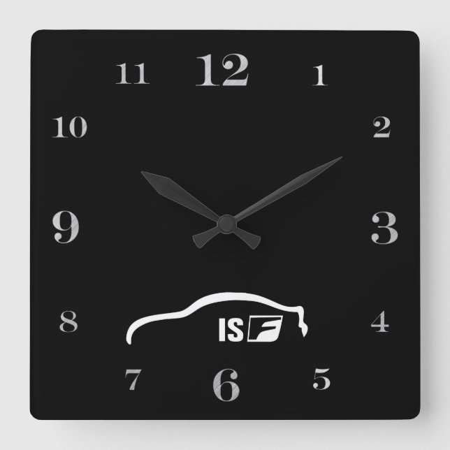 ISF white brushstroke logo Quadratische Wanduhr (Vorderseite)