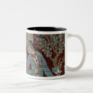 Isfahan-Artplatte, Perser, 17. Jahrhundert (Seide) Zweifarbige Tasse