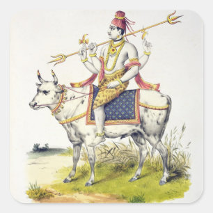 Ishana oder Shiva, graviert von C. de Motte Quadratischer Aufkleber