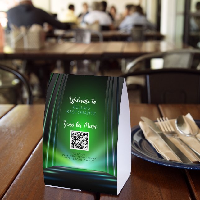 Ishish Green Menu Restaurant QR Code Table Sign Tischaufsteller (In Situ (Restaurant))