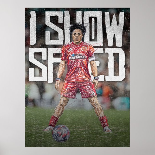 ishowspeed Inspired Football Illustration Poster (Vorne)