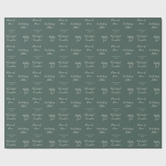 Isiah 9:6 | Custom Bible Verse Pine Sage Weihnacht Geschenkpapier (Saum)