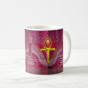 ISIS, GOLD ANKH MIT ROTER RUBY, Ägyptische Göttin Kaffeetasse