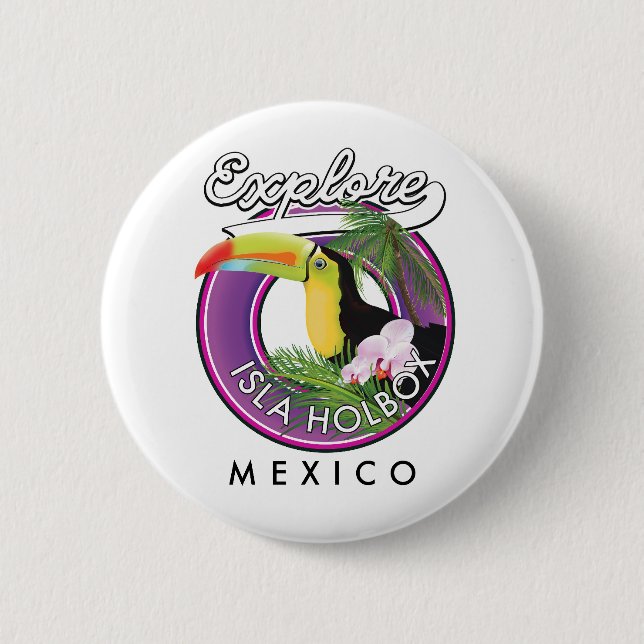 Isla Holbox Beach mexico Reisepflaster Post Button (Vorderseite)