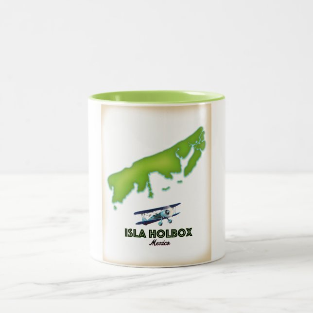 Isla Holbox Mexico Reiseplakat Zweifarbige Tasse (Mittel)