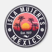 Isla Mujeres Mexico Retro Sunset Souvenirs Palm