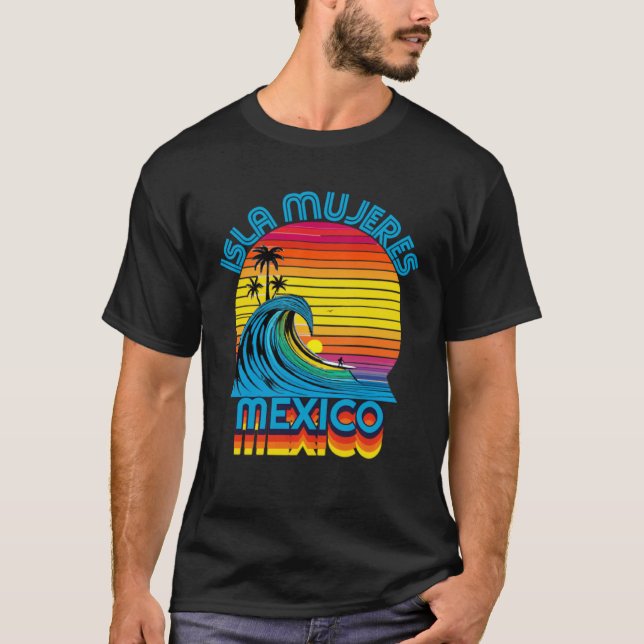 Isla Mujeres Mexico Retro Throwback Surf & Beach S T-Shirt (Vorderseite)