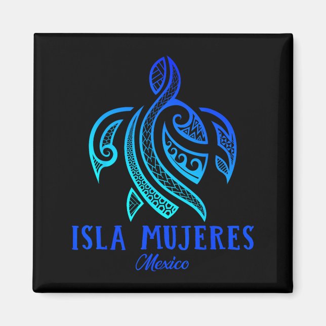 Isla Mujeres Mexico Sea Turtle Tie Dye Hibiscus Va Magnet (Vorne)