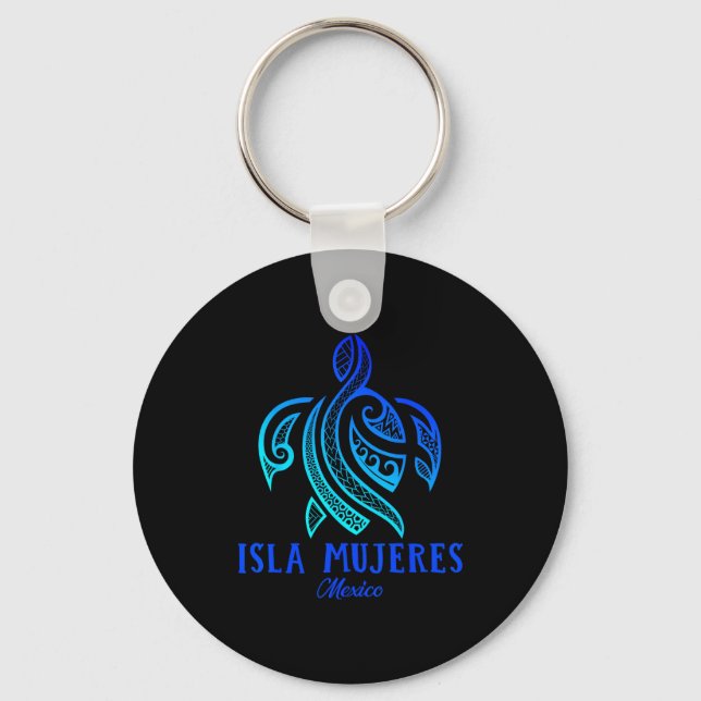 Isla Mujeres Mexico Sea Turtle Tie Dye Hibiscus Va Schlüsselanhänger (Vorderseite)