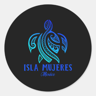 Isla Mujeres Mexiko Meeresschildkröte Tie Dye Hibi Runder Aufkleber