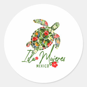 Isla Mujeres Mexiko Meeresschildkröte Tropischer H Runder Aufkleber