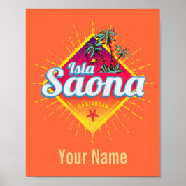 Isla Saona Karibische Dominikanische Republik Retr Poster