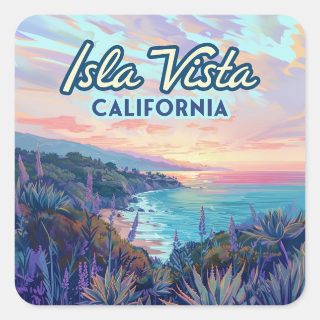 Isla Vista California Santa Barbara Goleta Uni Quadratischer Aufkleber (Vorderseite)
