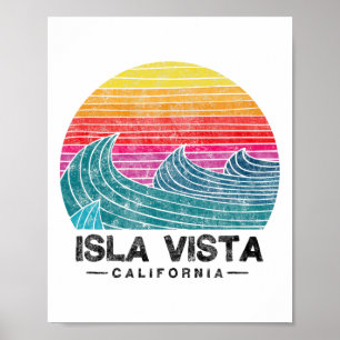 Isla Vista Surfwellen Strand Retro Kalifornien Su Poster