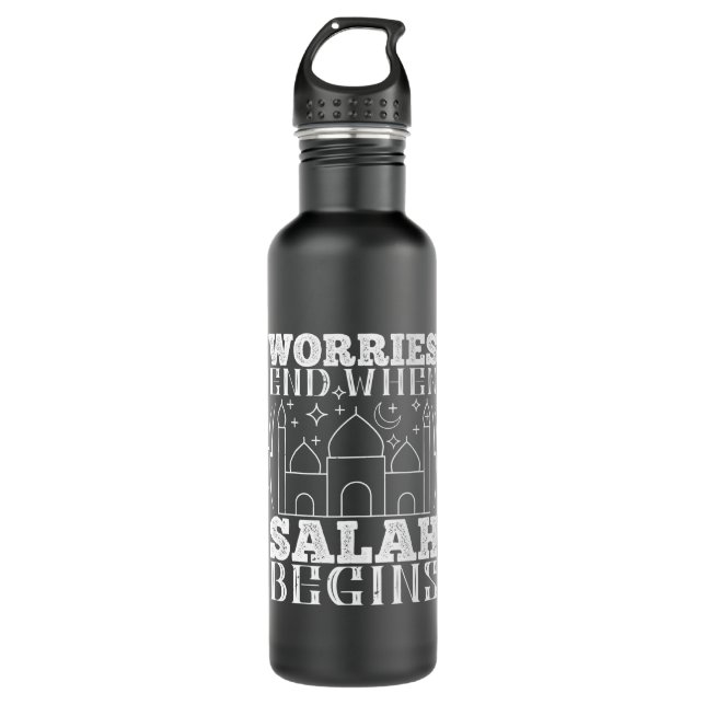 Islam - Ängste enden, wenn Salah beginnt Edelstahlflasche (Vorderseite)