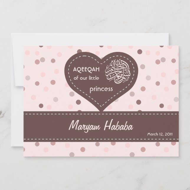 Islam Aqiqah Baby Ankündigung polka dots Mädchen (Vorderseite)