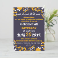 Islam Aqiqah invitation bébé avec thème floral