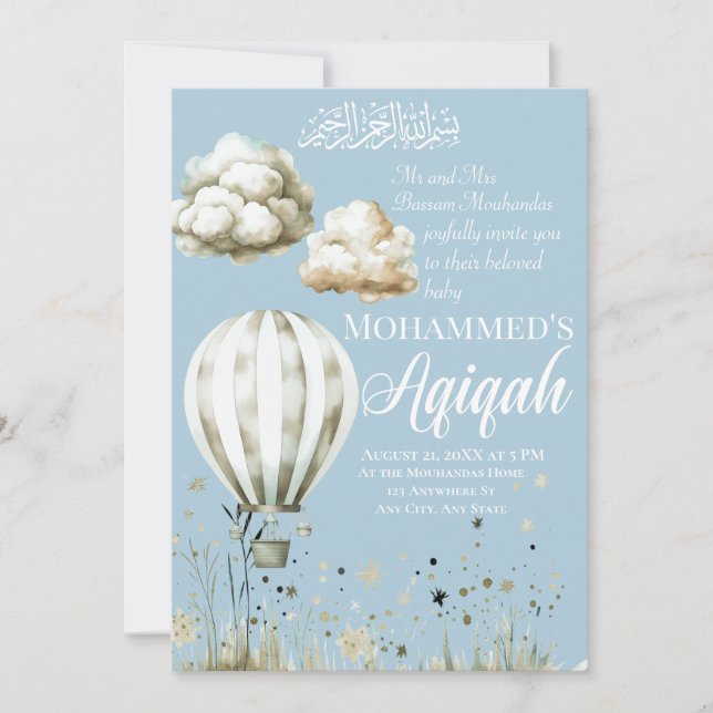 Islam Baby Boy Aqiqah Invitation (Devant)