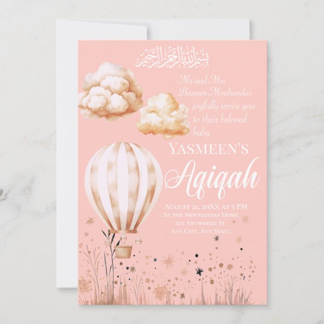 Islam Baby Girl Aqiqah Invitation (Devant)
