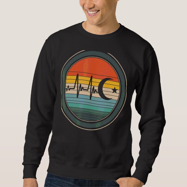 Islam Heartbeat Moon Crescent Arabi Sweatshirt (Vorderseite)