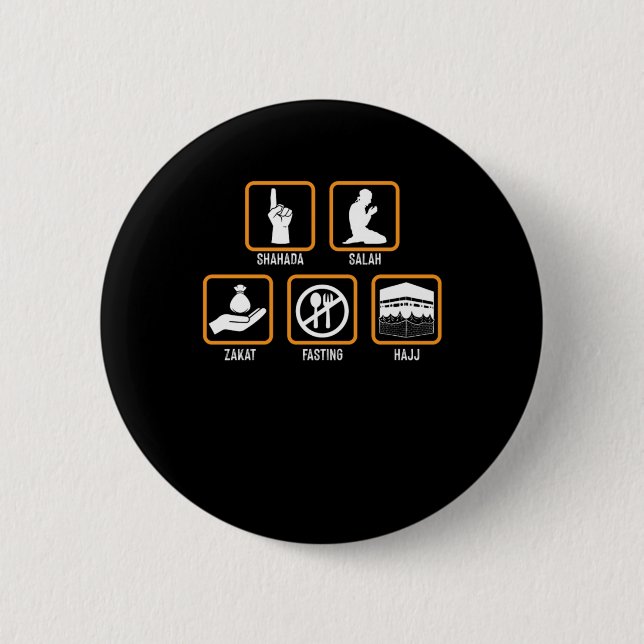 Islam Shahada Salah Hajj Mecca Allah muslimisches  Button (Vorderseite)