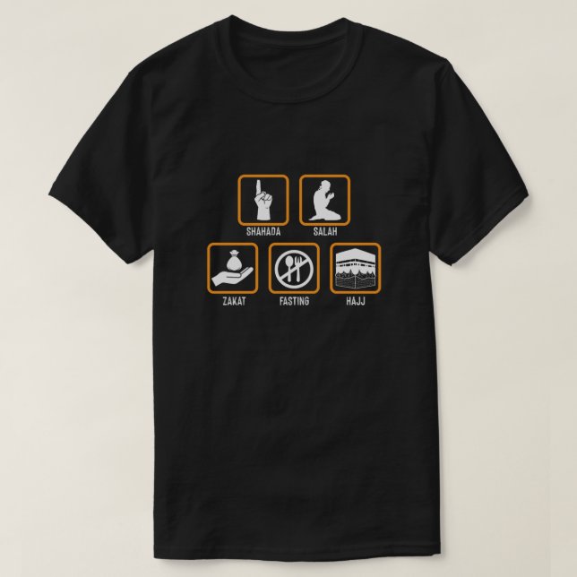 Islam Shahada Salah Hajj Mecca Allah muslimisches  T-Shirt (Design vorne)